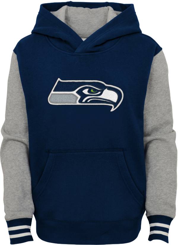 NFL Team Apparel Youth Seattle Seahawks Navy Heritage Pullover Hoodie