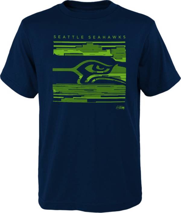 NFL Team Apparel Youth Seattle Seahawks Scatter Navy T-Shirt