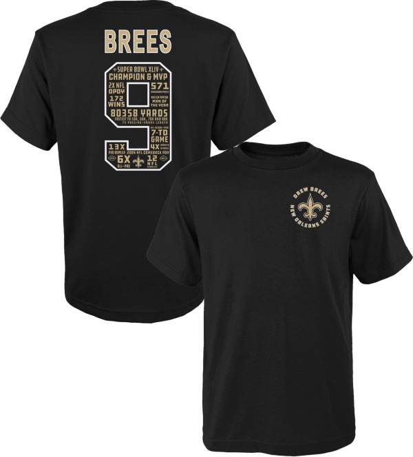 NFL Team Apparel Little Kid's New Orleans Saints Drew Brees #9 Black Short-Sleeve T-Shirt