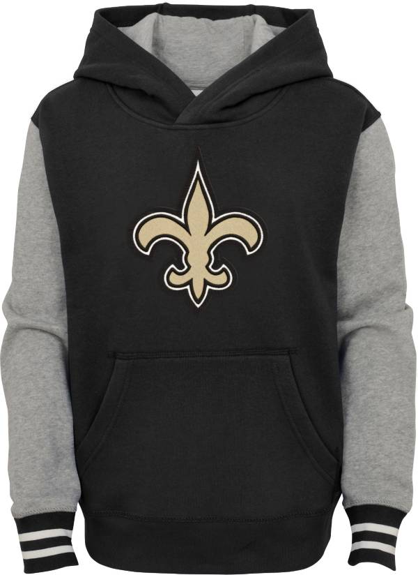 NFL Team Apparel Youth New Orleans Saints Black Heritage Pullover Hoodie