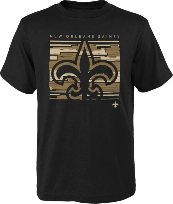 NFL Team Apparel Youth New Orleans Saints Scatter Black T-Shirt