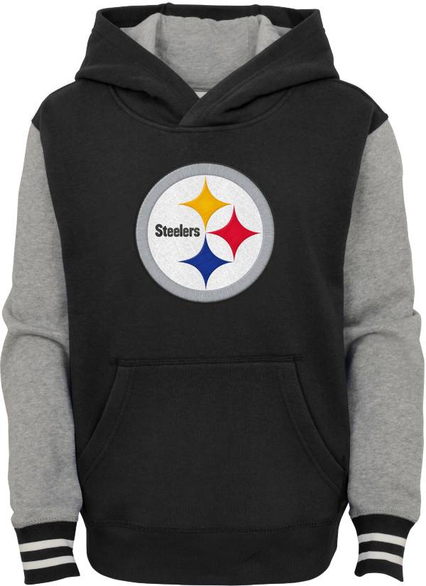 NFL Team Apparel Youth Pittsburgh Steelers Black Heritage Pullover Hoodie