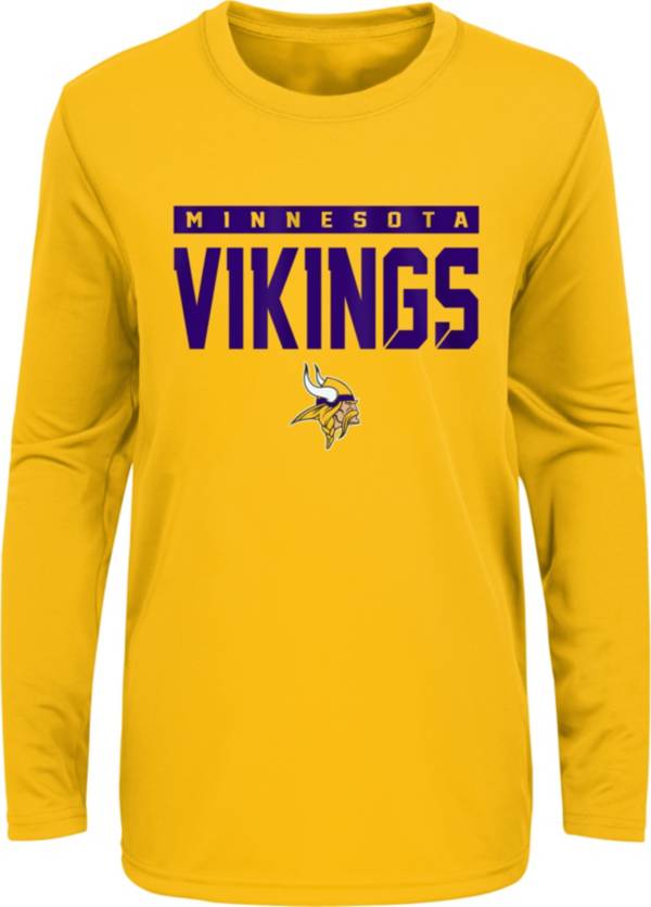 NFL Team Apparel Youth Minnesota Vikings Gold Training Camp Long Sleeve Shirt