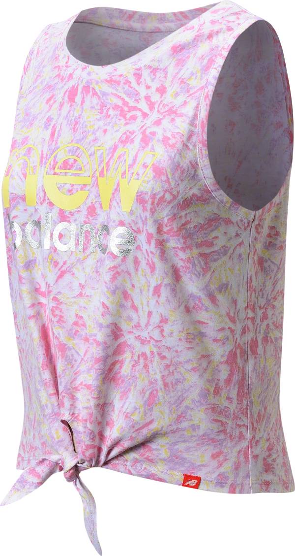 New Balance Girls' Tie Front Tie Dye Tank Top