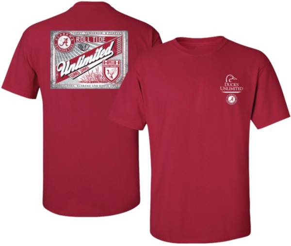 New World Graphics Men's Alabama Crimson Tide Crimson Ducks Unlimited Label T-Shirt