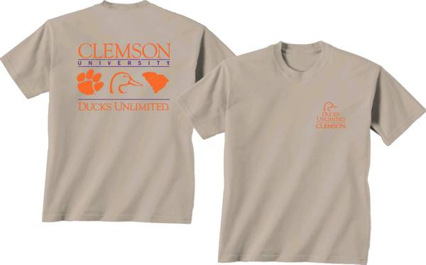 New World Graphics Men's Clemson Tigers Tan Ducks Unlimited Stacked T-Shirt