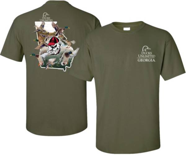 New World Graphics Men's Georgia Bulldogs Green Ducks Unlimited Graphic T-Shirt
