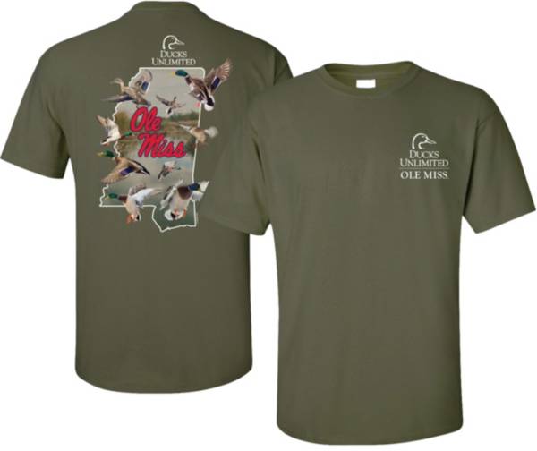 New World Graphics Men's Ole Miss Rebels Green Ducks Unlimited Graphic T-Shirt