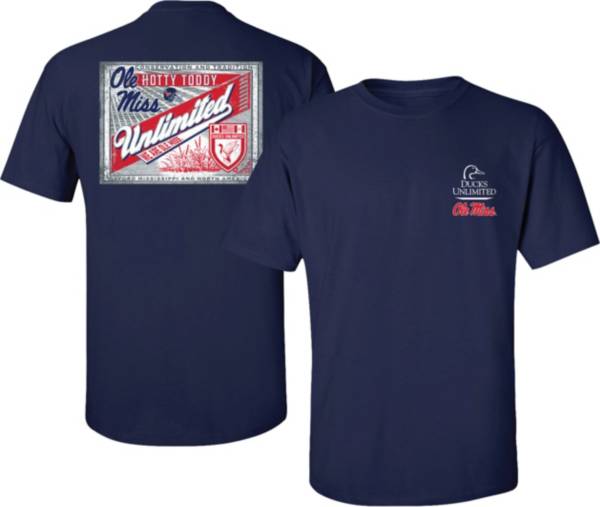 New World Graphics Men's Ole Miss Rebels Blue Ducks Unlimited Label T-Shirt