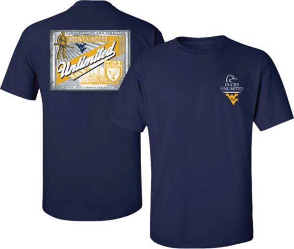 New World Graphics Men's West Virginia Mountaineers Blue Ducks Unlimited Label T-Shirt product image