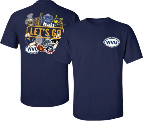 New World Graphics Men's West Virginia Mountaineers Blue Stickers T-Shirt