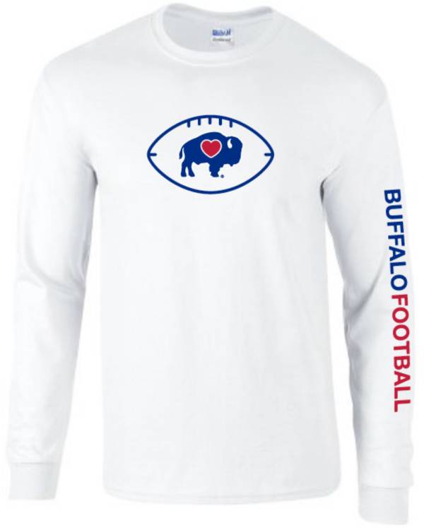 BuffaLove Men's Buffalo Football Long Sleeve White T-Shirt