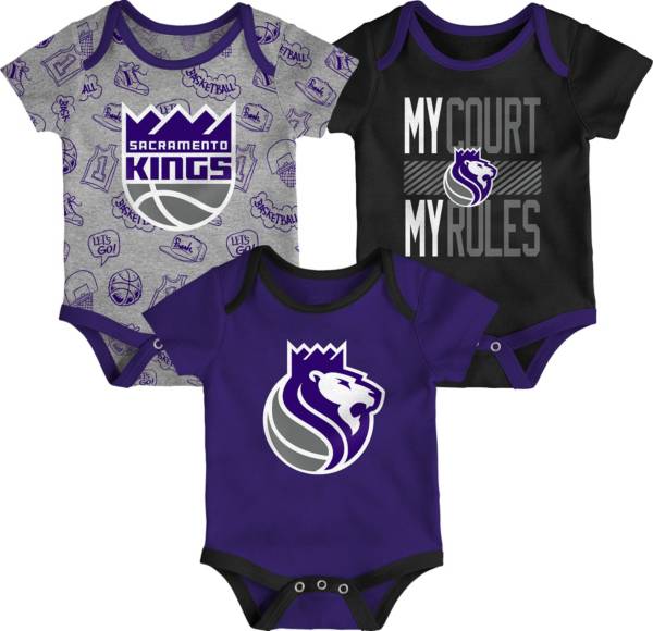 Outerstuff Newborn Sacramento Kings Grey 3-Piece Onesie Set