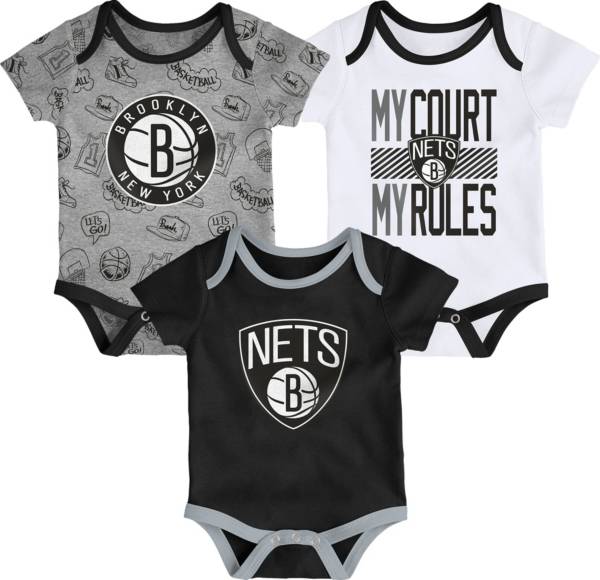 Outerstuff Newborn Brooklyn Nets Grey 3-Piece Onesie Set