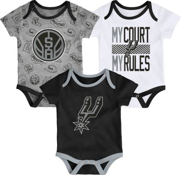 Outerstuff Newborn San Antonio Spurs Grey 3-Piece Onesie Set