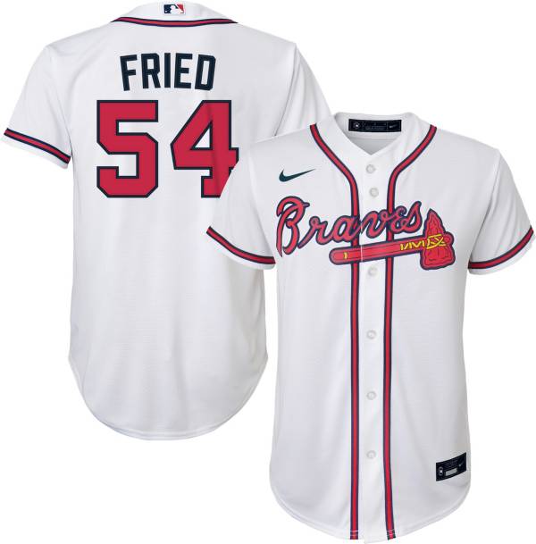 Nike Youth Replica Atlanta Braves Max Fried #54 Cool Base White Jersey