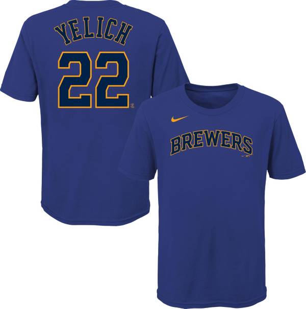 Nike Youth Milwaukee Brewers Christian Yelich #22 Blue T-Shirt