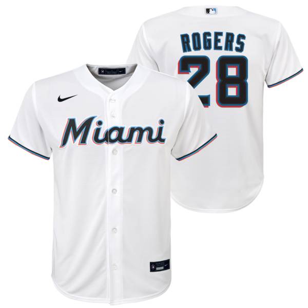 Nike Youth Miami Marlins Trevor Rogers #28 White Replica Baseball Jersey