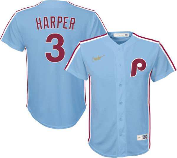 Outerstuff Youth Philadelphia Phillies Bryce Harper #3 Light Blue Cool Base Jersey