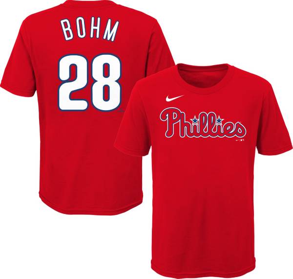 Nike Youth Philadelphia Phillies Alec Bohm #28 Red T-Shirt