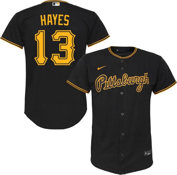 Nike Youth Replica Pittsburgh Pirates Ke'Bryan Hayes #13 Cool Base Black Jersey