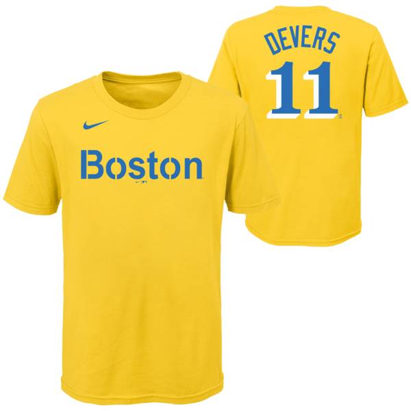 Nike Youth Boston Red Sox Rafael Devers #11 Yellow T-Shirt