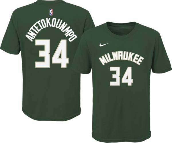 OUterstuff Youth Milwaukee Bucks Giannis Antetokounmpo #34 Green Cotton T-Shirt