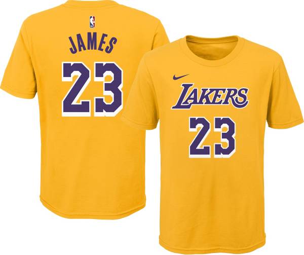 Nike Youth Los Angeles Lakers LeBron James Yellow Icon T-Shirt