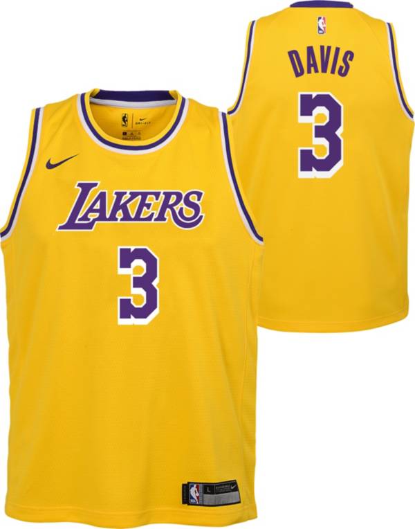 Nike Youth Los Angeles Lakers Anthony Davis #3 Yellow Dri-FIT Swingman Jersey