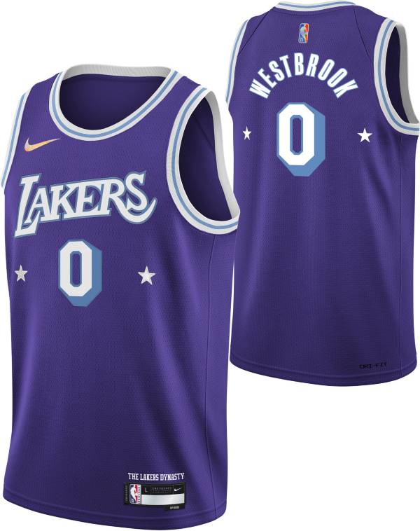 Nike Youth 2021-22 City Edition Los Angeles Lakers Russell Westbrook #0 Purple Swingman Jersey