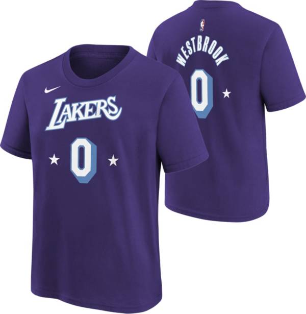 Nike Youth 2021-22 City Edition Los Angeles Lakers Russell Westbrook #0 Purple Player T-Shirt