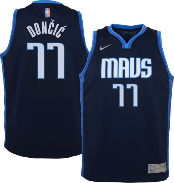 Nike Youth Dallas Mavericks 2021 Earned Edition Luka Doncic Dri-FIT Swingman Jersey