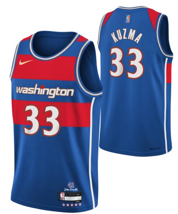 Nike Youth 2021-22 City Edition Washington Wizards Kyle Kuzma #33 Blue Swingman Jersey