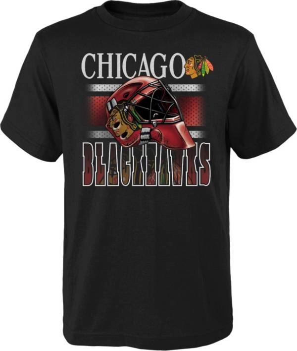 NHL Youth Chicago Blackhawks Helmet Head Black T-Shirt