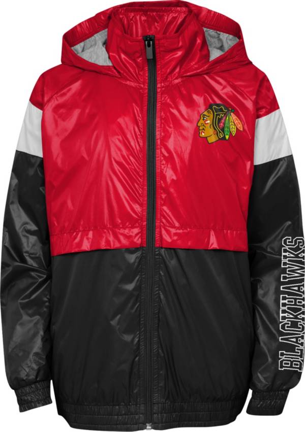 NHL Youth Chicago Blackhawks Goal Line Black Windbreaker Jacket