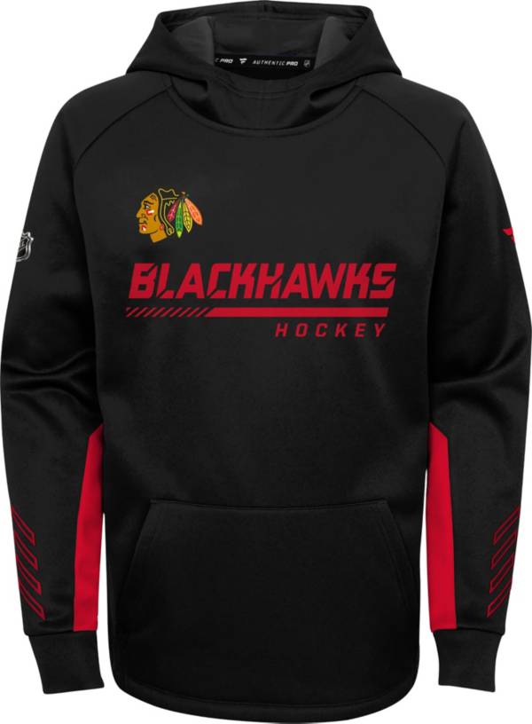 NHL Youth Chicago Blackhawks Authentic Pro Black Pullover Hoodie