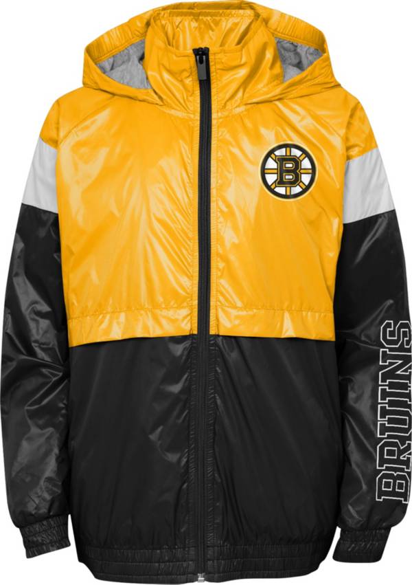 NHL Youth Boston Bruins Goal Line Black Windbreaker Jacket