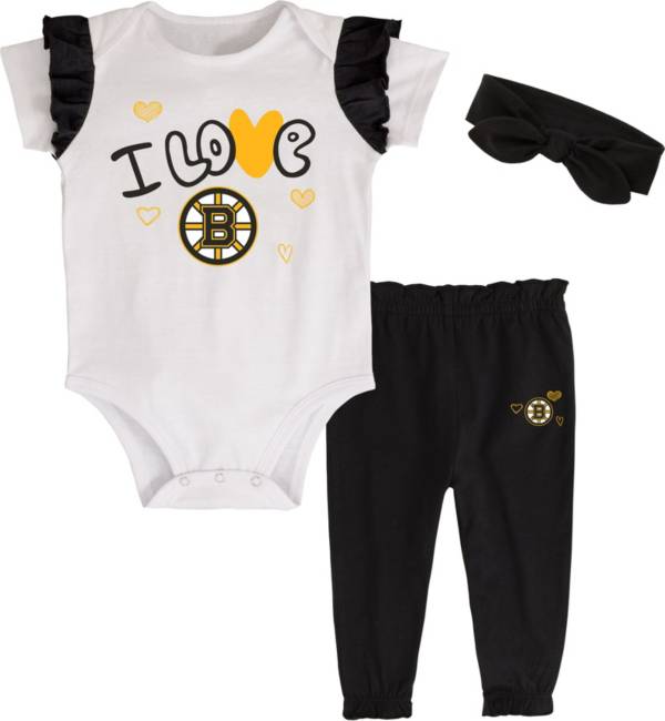 NHL Infant Boston Bruins I Love Hockey Onesie Set