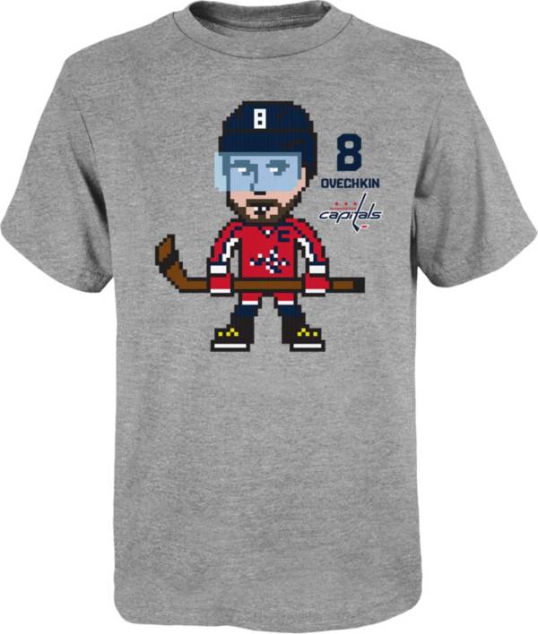 NHL Youth Washington Capitals Alex Ovechkin #8 Pixel Grey T-Shirt