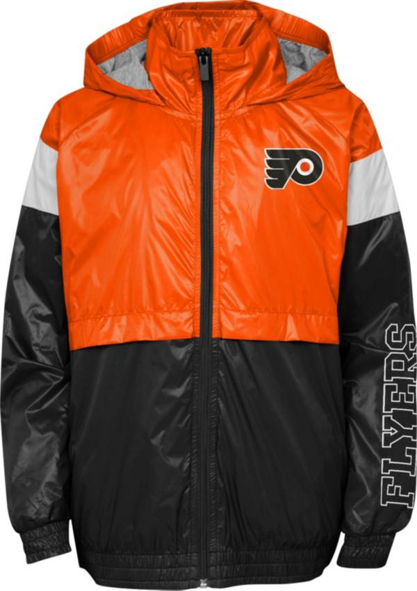 NHL Youth Philadelphia Flyers Goal Line Black Windbreaker Jacket