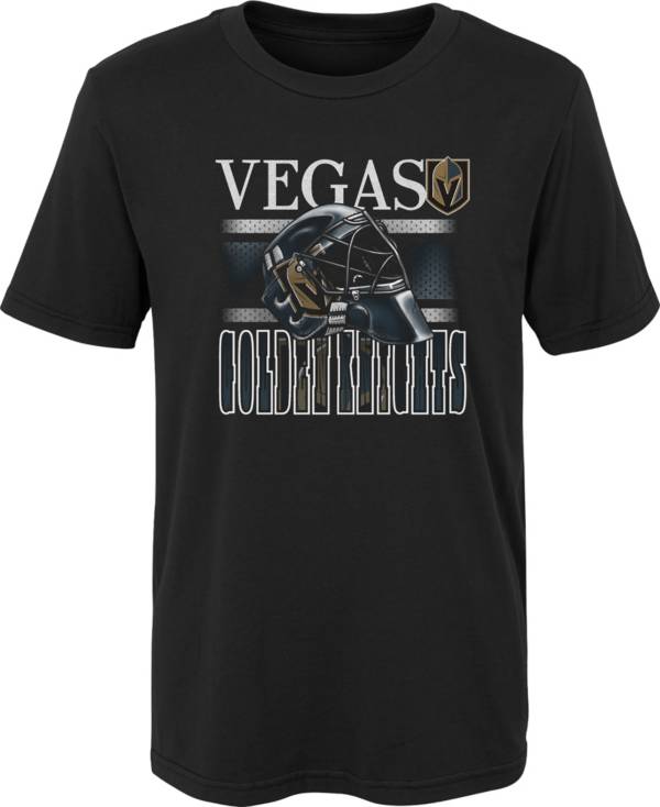 NHL Youth Las Vegas Golden Knights Helmet Head Black T-Shirt