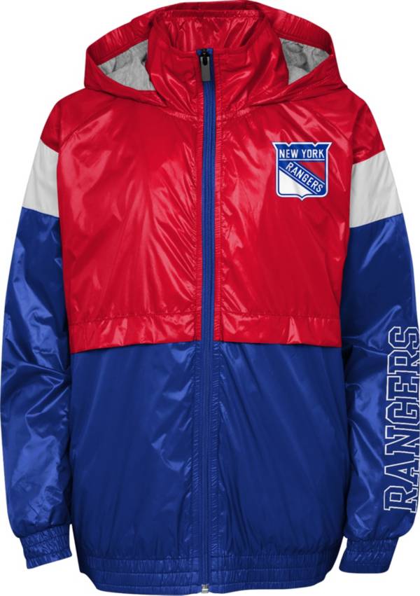 NHL Youth New York Rangers Goal Line Blue Windbreaker Jacket