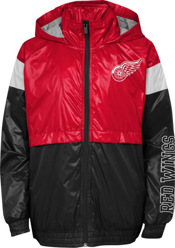 NHL Youth Detroit Red Wings Goal Line Black Windbreaker Jacket