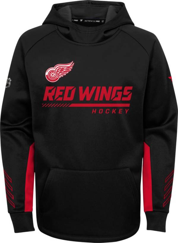 NHL Youth Detroit Red Wings Authentic Pro Black Pullover Hoodie