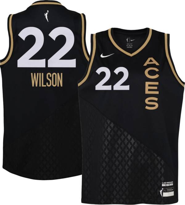 Nike Youth Las Vegas Aces A'ja Wilson Black Replica Rebel Jersey