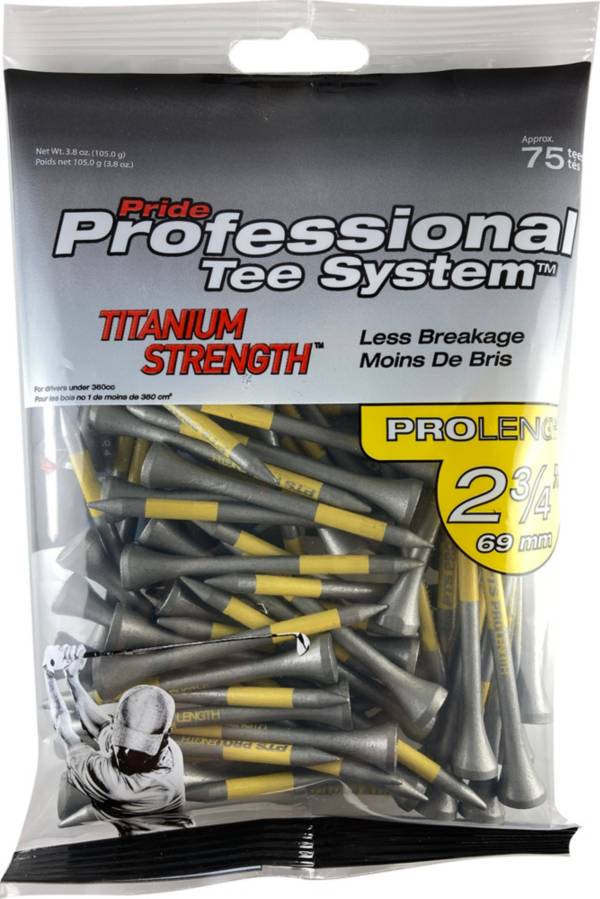 Pride PTS 2 3/4" Titanium Gray Golf Tees - 75 Pack