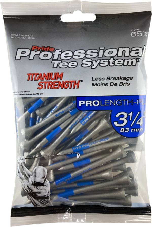 Pride PTS 3 1/4" Titanium Gray Golf Tees - 65 Pack
