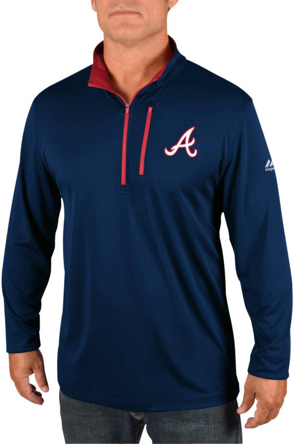 MLB Men's Big and Tall Atlanta Braves Navy Quarter-Zip Jacket