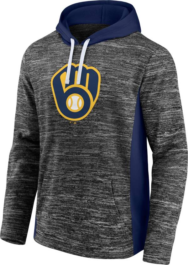 MLB Men's Milwaukee Brewers Charcoal Instant Replay Pullover Hoodie