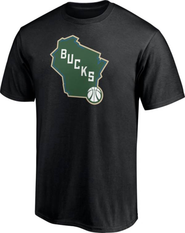 NBA Men's Milwaukee Bucks Black Cotton State T-Shirt
